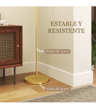 Lámpara de Pie Moderna con Pantalla de Lino Sintético Lámpara de Lectura para Salón 64x38x163,5 cm Blanco y Dorado