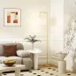Lámpara de Pie Moderna con Pantalla de Lino Sintético Lámpara de Lectura para Salón 64x38x163,5 cm Blanco y Dorado
