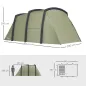 Tienda de Campaña Inflable Tipo Túnel para 3-6 Personas con Vestíbulo Ventanas de Malla y Bolsa Impermeable Verde Oliva