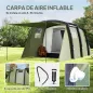 Tienda de Campaña Inflable Tipo Túnel para 3-6 Personas con Vestíbulo Ventanas de Malla y Bolsa Impermeable Verde Oliva
