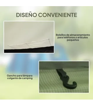 Tienda de Campaña Inflable Tipo Túnel para 3-6 Personas con Vestíbulo Ventanas de Malla y Bolsa Impermeable Verde Oliva