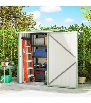 Caseta de Jardín Metálica 0,92 m² 100x103x160 cm con 1 Puerta y Cerradura para Almacenamiento Herramientas Verde Claro