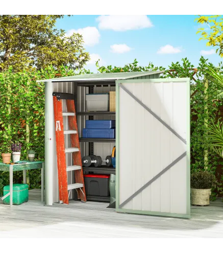 Caseta de Jardín Metálica 0,92 m² 100x103x160 cm con 1 Puerta y Cerradura para Almacenamiento Herramientas Verde Claro