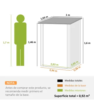 Caseta de Jardín Metálica 0,92 m² 100x103x160 cm con 1 Puerta y Cerradura para Almacenamiento Herramientas Verde Claro