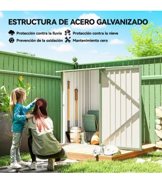 Caseta de Jardín Metálica 0,92 m² 100x103x160 cm con 1 Puerta y Cerradura para Almacenamiento Herramientas Verde Claro