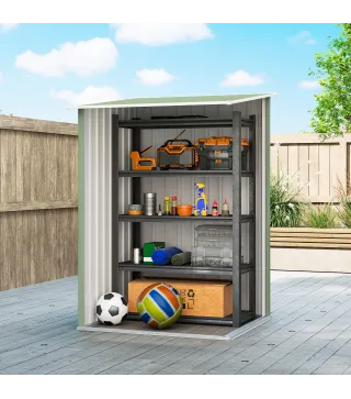 Caseta de Jardín Metálica 0,92 m² 100x103x160 cm con 1 Puerta y Cerradura para Almacenamiento Herramientas Verde Claro