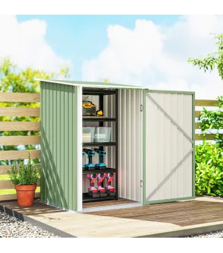 Caseta de Jardín Metálica 0,92 m² 100x103x160 cm con 1 Puerta y Cerradura para Almacenamiento Herramientas Verde Claro