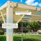 Pérgola de Jardín 3x4 m con Protección UPF 50+ Gazebo con Cortinas Estructura de Acero para Sombra Exterior Beige