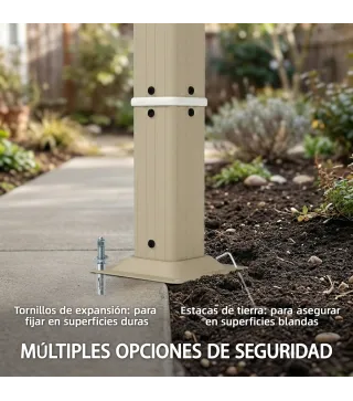 Pérgola de Jardín 3x4 m con Protección UPF 50+ Gazebo con Cortinas Estructura de Acero para Sombra Exterior Beige