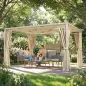 Pérgola de Jardín 3x4 m con Protección UPF 50+ Gazebo con Cortinas Estructura de Acero para Sombra Exterior Beige