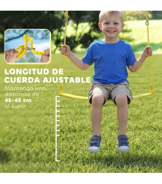 Columpio Infantil con Soporte Metálico para 3 Niños, 265x160x178 cm, Multicolor