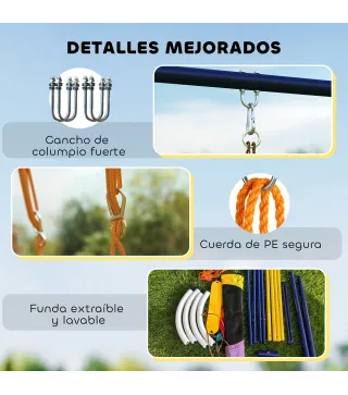 Columpio Infantil con Soporte Metálico para 3 Niños, 265x160x178 cm, Multicolor