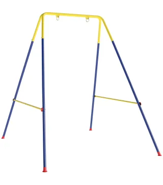 Estructura de Columpio Infantil Plegable con 2 Ganchos 4 Estacas Resistente para 50 kg Forma A 128x155x157 cm Azul