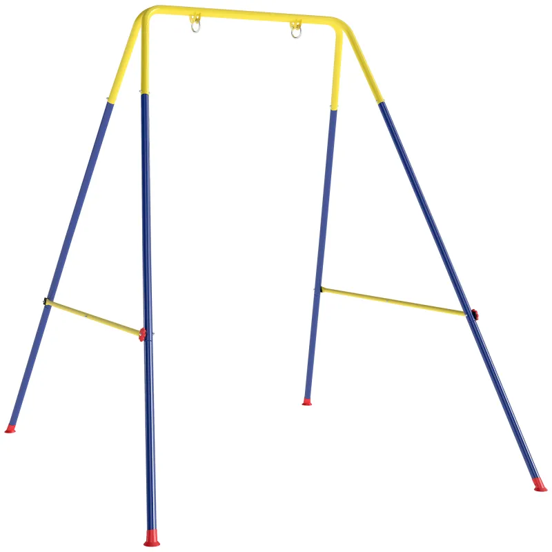 Estructura de Columpio Infantil Plegable con 2 Ganchos 4 Estacas Resistente para 50 kg Forma A 128x155x157 cm Azul