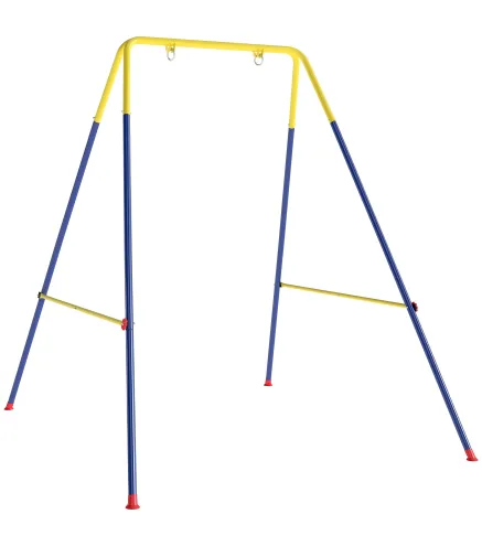 Estructura de Columpio Infantil Plegable con 2 Ganchos 4 Estacas Resistente para 50 kg Forma A 128x155x157 cm Azul