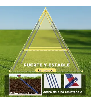 Estructura de Columpio Infantil Plegable con 2 Ganchos 4 Estacas Resistente para 50 kg Forma A 128x155x157 cm Azul