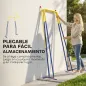Estructura de Columpio Infantil Plegable con 2 Ganchos 4 Estacas Resistente para 50 kg Forma A 128x155x157 cm Azul