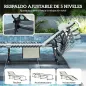 Set de 2 Tumbonas Plegables con Reposacabezas Bolsillo Lateral y Respaldo Reclinable en 5 Posiciones Blanco Crema