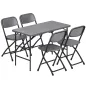 Conjunto de Mesa y Sillas Jardín con Mesa Plegable Ajustable de 55 a 74 cm y 4 Sillas Plegables para Terraza Gris