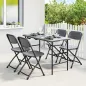 Conjunto de Mesa y Sillas Jardín con Mesa Plegable Ajustable de 55 a 74 cm y 4 Sillas Plegables para Terraza Gris