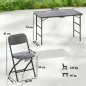 Conjunto de Mesa y Sillas Jardín con Mesa Plegable Ajustable de 55 a 74 cm y 4 Sillas Plegables para Terraza Gris