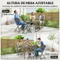 Conjunto de Mesa y Sillas Jardín con Mesa Plegable Ajustable de 55 a 74 cm y 4 Sillas Plegables para Terraza Gris