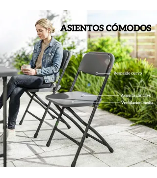 Conjunto de Mesa y Sillas Jardín con Mesa Plegable Ajustable de 55 a 74 cm y 4 Sillas Plegables para Terraza Gris