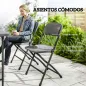 Conjunto de Mesa y Sillas Jardín con Mesa Plegable Ajustable de 55 a 74 cm y 4 Sillas Plegables para Terraza Gris