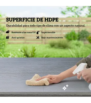 Conjunto de Mesa y Sillas Jardín con Mesa Plegable Ajustable de 55 a 74 cm y 4 Sillas Plegables para Terraza Gris