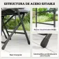 Conjunto de Mesa y Sillas Jardín con Mesa Plegable Ajustable de 55 a 74 cm y 4 Sillas Plegables para Terraza Gris