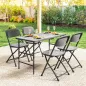Conjunto de Mesa y Sillas Jardín con Mesa Plegable Ajustable de 55 a 74 cm y 4 Sillas Plegables para Terraza Gris