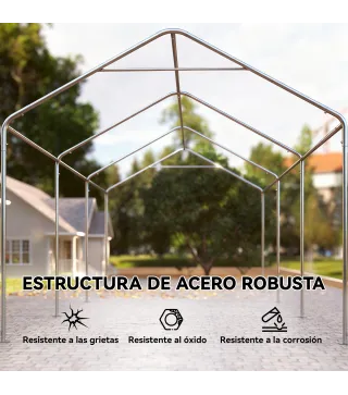Carpa Garaje de Exterior 3x6 m con Tejido PE Resistente Estructura de Acero y Paredes Desmontables Gris Oscuro