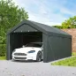 Carpa Garaje de Exterior 3x6 m con Tejido PE Resistente Estructura de Acero y Paredes Desmontables Gris Oscuro