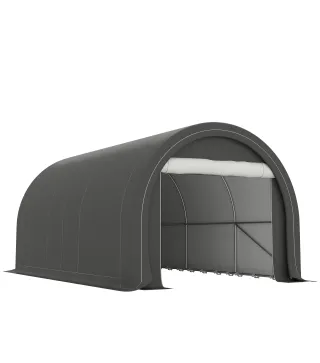 Garaje Exterior para Coche 3x5 m Impermeable con Tejido PE Resistente Marco de Acero Galvanizado UPF30+ Gris
