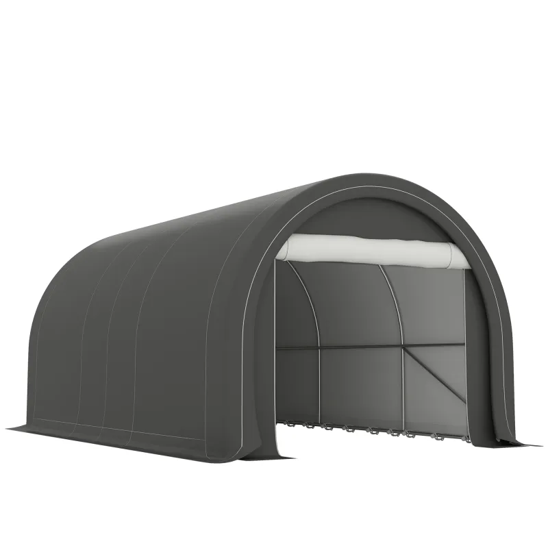 Garaje Exterior para Coche 3x5 m Impermeable con Tejido PE Resistente Marco de Acero Galvanizado UPF30+ Gris