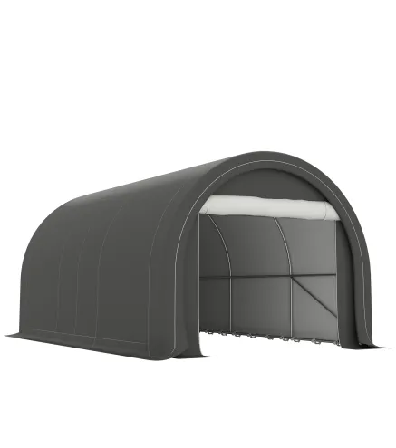 Garaje Exterior para Coche 3x5 m Impermeable con Tejido PE Resistente Marco de Acero Galvanizado UPF30+ Gris