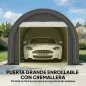 Garaje Exterior para Coche 3x5 m Impermeable con Tejido PE Resistente Marco de Acero Galvanizado UPF30+ Gris