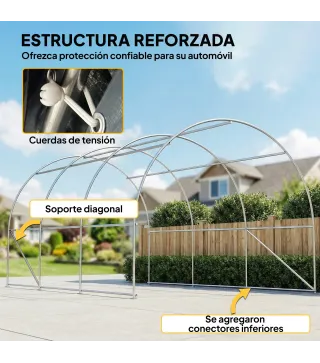 Garaje Exterior para Coche 3x5 m Impermeable con Tejido PE Resistente Marco de Acero Galvanizado UPF30+ Gris