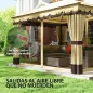 Cenador de Jardín 3,7x3 m con Doble Techo 4 Cortinas y Mosquitera Marco de Acero Orificios de Drenaje UV30+ Beige