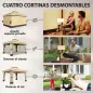 Cenador de Jardín 3,7x3 m con Doble Techo 4 Cortinas y Mosquitera Marco de Acero Orificios de Drenaje UV30+ Beige