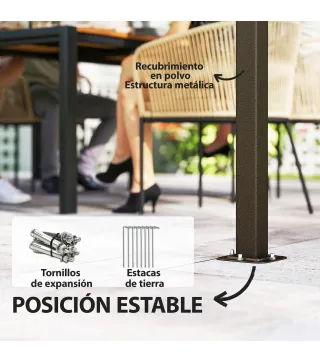 Cenador de Jardín 3,7x3 m con Doble Techo 4 Cortinas y Mosquitera Marco de Acero Orificios de Drenaje UV30+ Beige