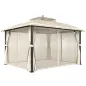 Carpa para Jardín con Techo Doble Cenador con Mosquiteras y Cortinas para Exterior Terraza 370x303x290 cm Beige