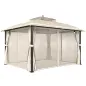 Carpa para Jardín con Techo Doble Cenador con Mosquiteras y Cortinas para Exterior Terraza 370x303x290 cm Beige Carpa para Jardín con Techo Doble Cenador con Mosquiteras y Cortinas para Exterior Terraza 370x303x290 cm Beige