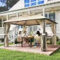 Carpa para Jardín con Techo Doble Cenador con Mosquiteras y Cortinas para Exterior Terraza 370x303x290 cm Beige