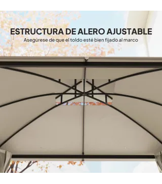 Carpa para Jardín con Techo Doble Cenador con Mosquiteras y Cortinas para Exterior Terraza 370x303x290 cm Beige