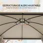 Carpa para Jardín con Techo Doble Cenador con Mosquiteras y Cortinas para Exterior Terraza 370x303x290 cm Beige