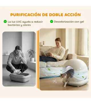 Arenero Gatos Autolimpiable 72L Extragrande Control por APP Control de Olores y Ruido Sensores de Seguridad Alfombrilla