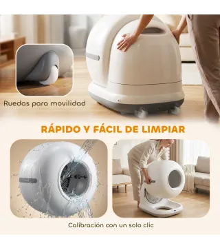Arenero Gatos Autolimpiable 72L Extragrande Control por APP Control de Olores y Ruido Sensores de Seguridad Alfombrilla