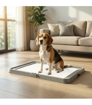 Inodoro para Perros Plegable 86x62 cm Bandeja Sanitaria Perros Entrenamiento 3 Almohadillas Pies Antideslizantes Gris