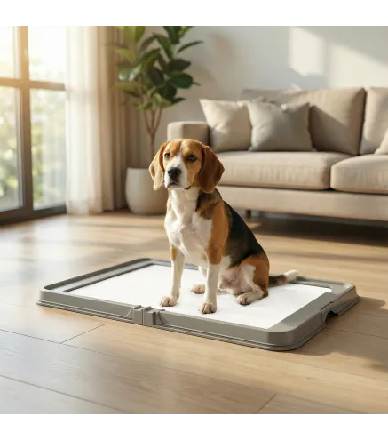 Inodoro para Perros Plegable 86x62 cm Bandeja Sanitaria Perros Entrenamiento 3 Almohadillas Pies Antideslizantes Gris